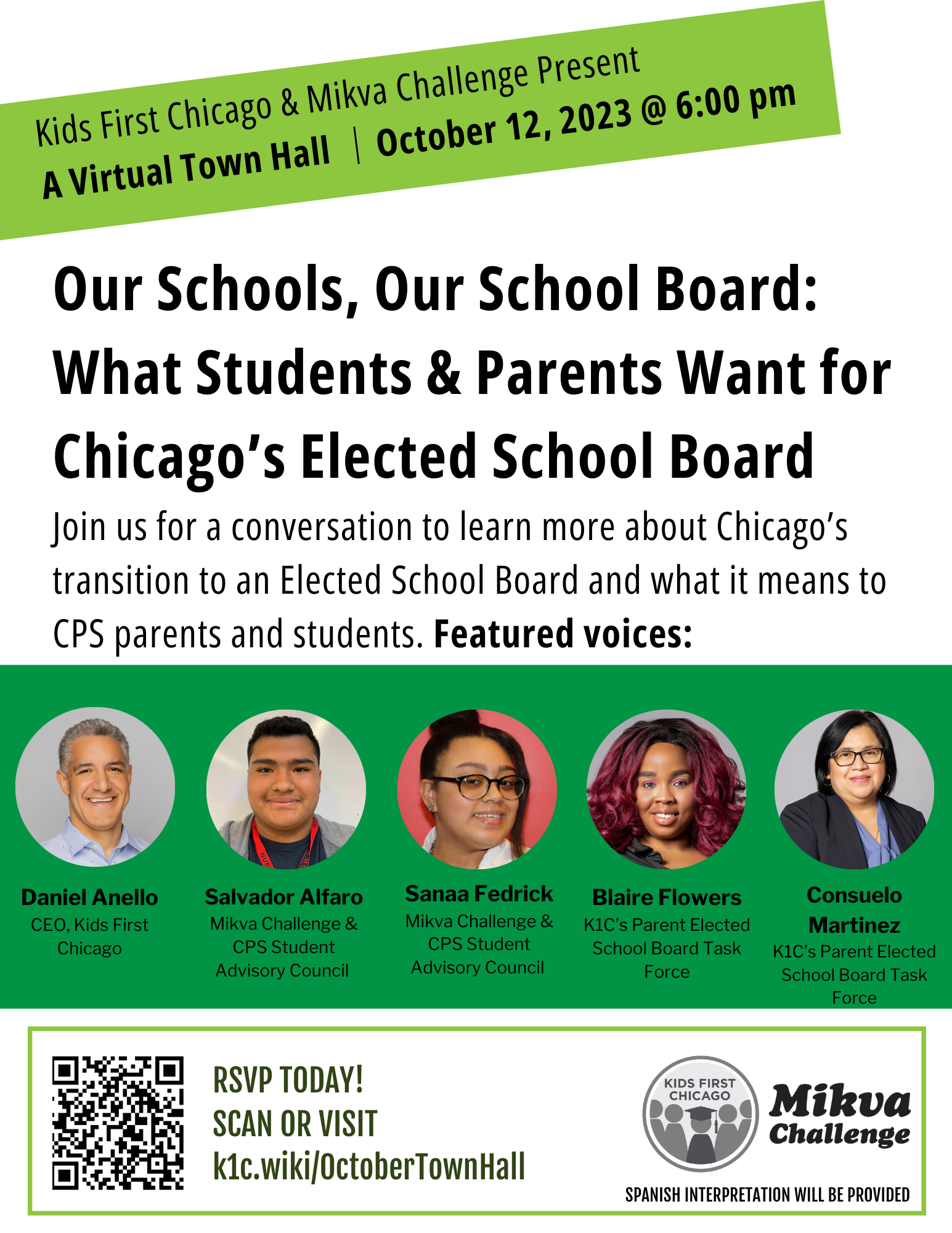 October 12 Virtual Townhall: Our Schools, Our (Elected!) School Board