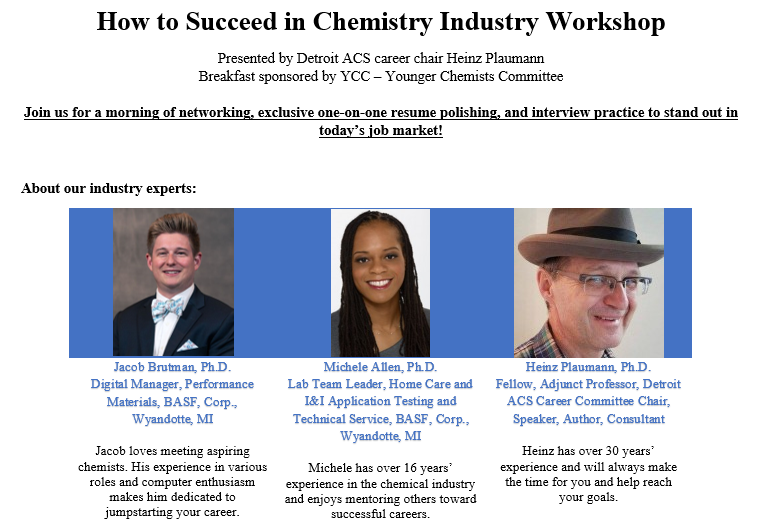 How to Succeed in Chemistry Industry Workshop