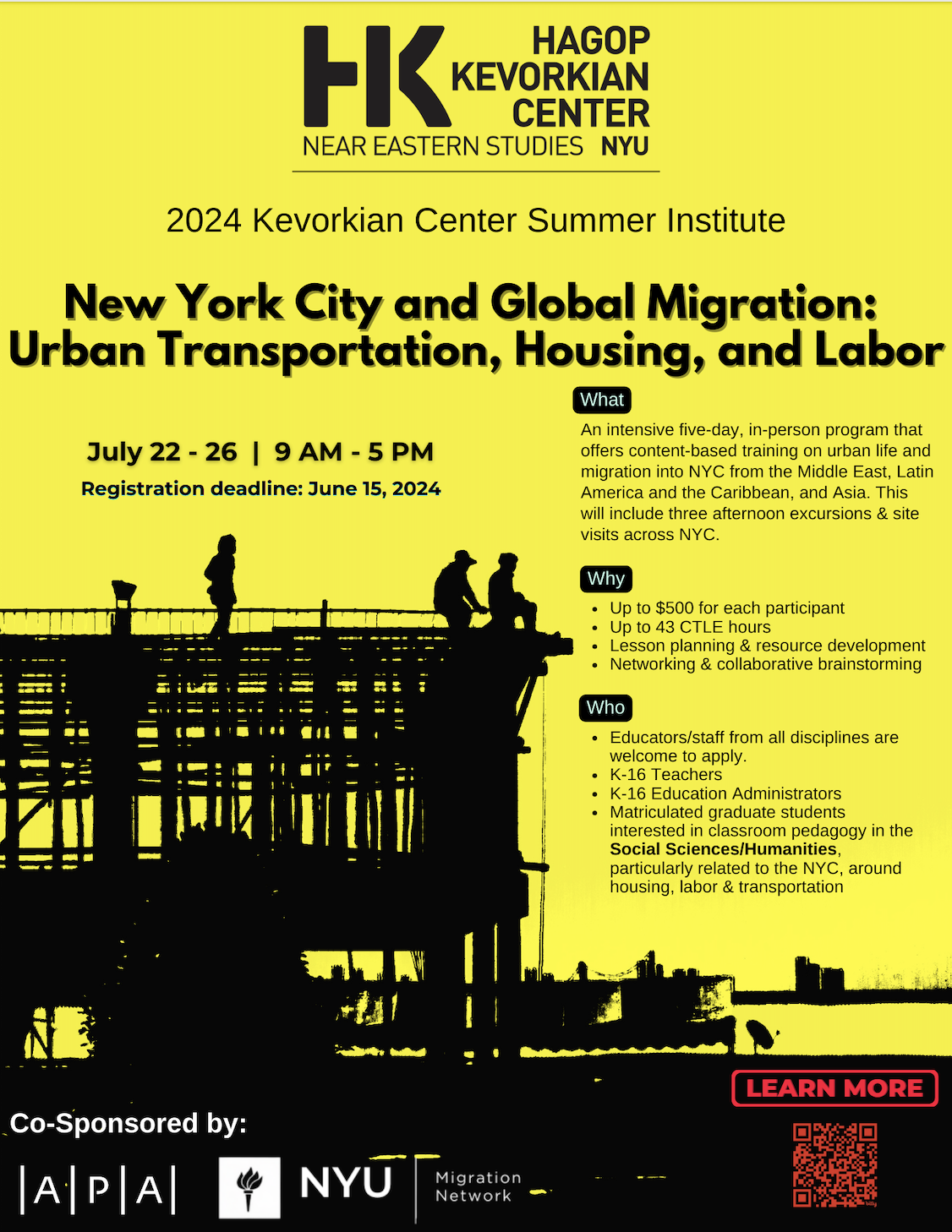 K-16 NYU’s Kevorkian Center Summer Institute: New York City and Global Migration