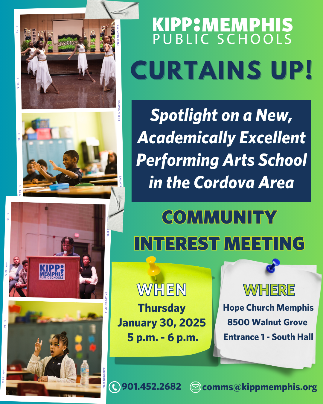 New KIPP Memphis Performing Arts School in Cordova Area – Interest Meeting