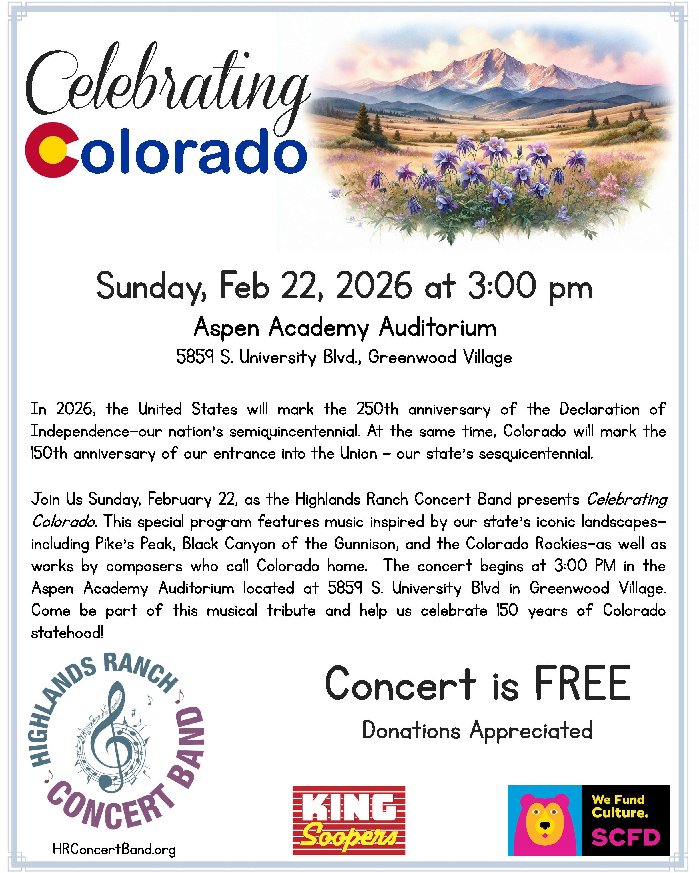 The Highlands Ranch Concert Band presents: Celebrating Colorado
